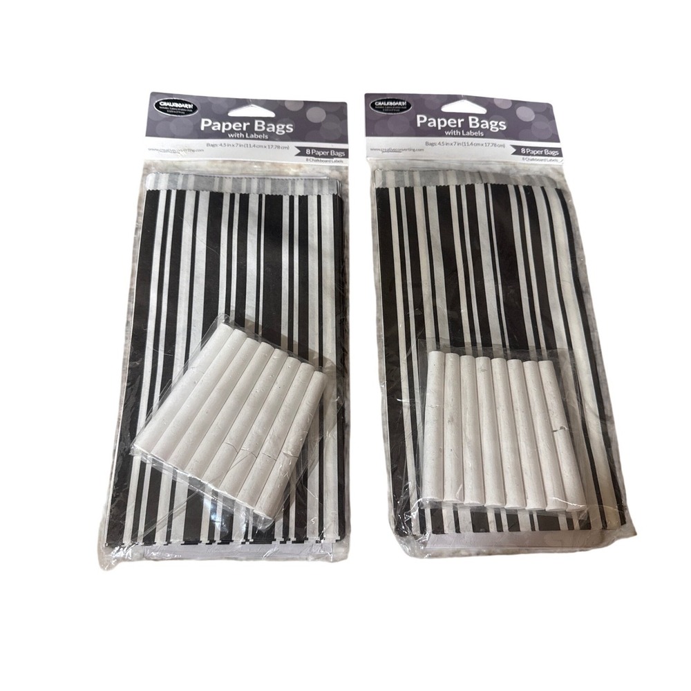 Creative Converting 16pc Stripe Paper Treat Bags with Chalkboard‎ Labels & Chalk